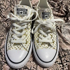 Converse gold polka dots